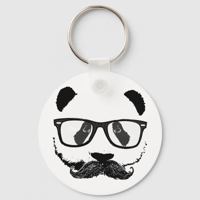 Moustache Pandaz In Da Disco Key Ring (Front)
