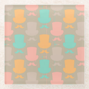 Moustache pattern 2 glass coaster