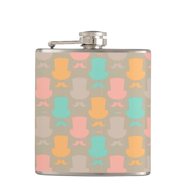 Moustache pattern 2 hip flask (Front)
