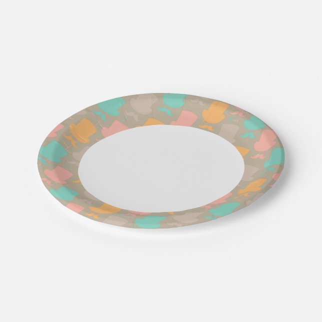 Moustache pattern 2 paper plate (Angled)