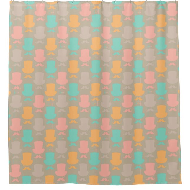 Moustache pattern 2 shower curtain (Front)