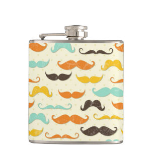 Moustache pattern 3 hip flask