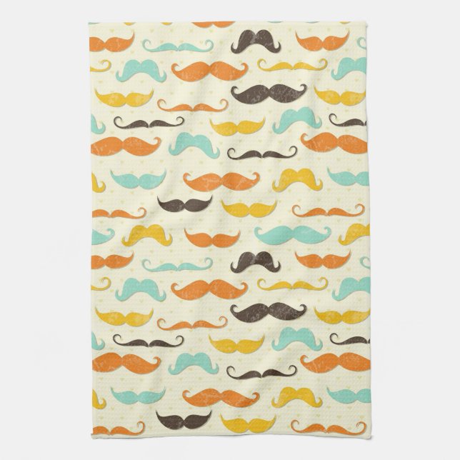 Moustache pattern 3 tea towel (Vertical)