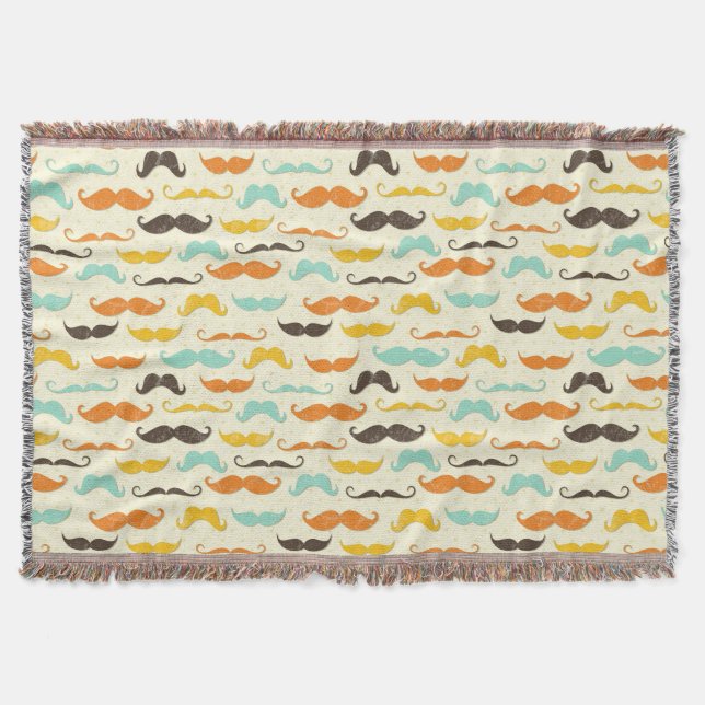 Moustache pattern 3 throw blanket (Front)