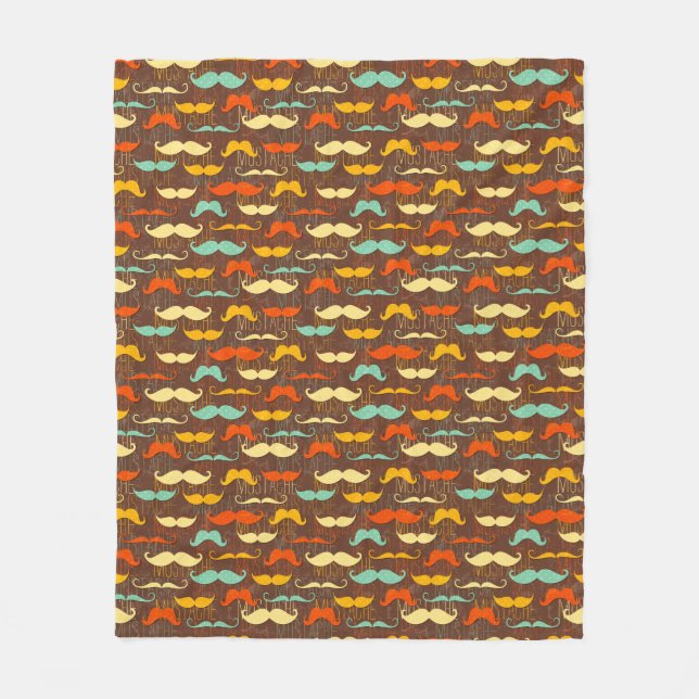 Moustache pattern fleece blanket (Front)