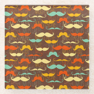 Moustache pattern glass coaster