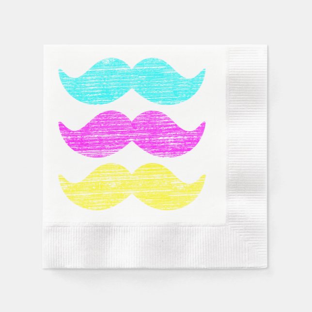 Moustache Pattern in CMY Halftone Colours Napkin (Front)
