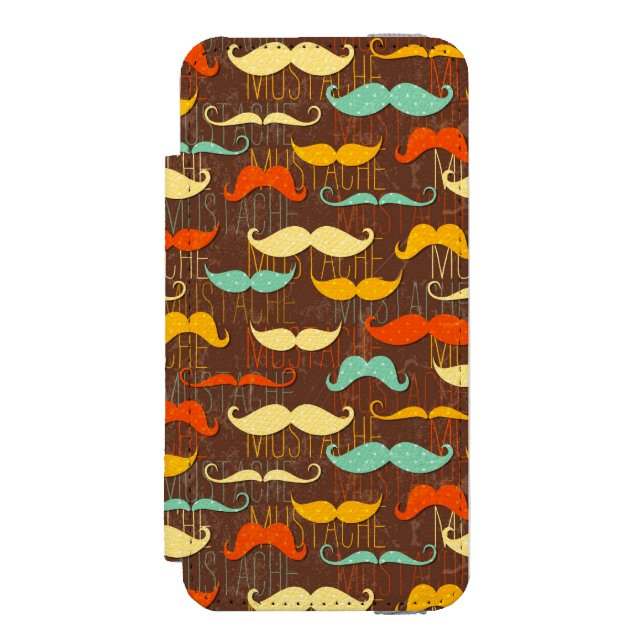 Moustache pattern incipio iPhone wallet case (Folio Front)
