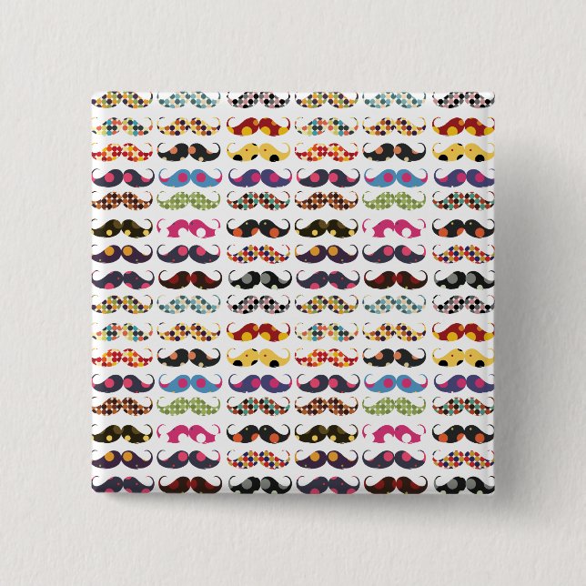 Moustache pattern is cute 15 cm square badge (Front)