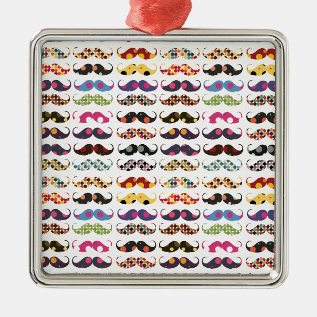 Moustache pattern is cute metal tree decoration (Front)