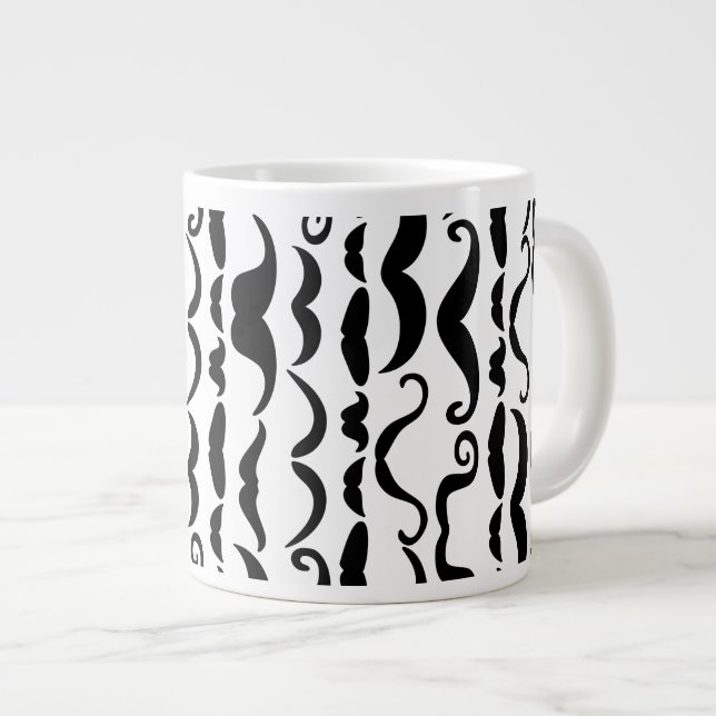 Moustache Pattern Large Coffee Mug (Front Right)