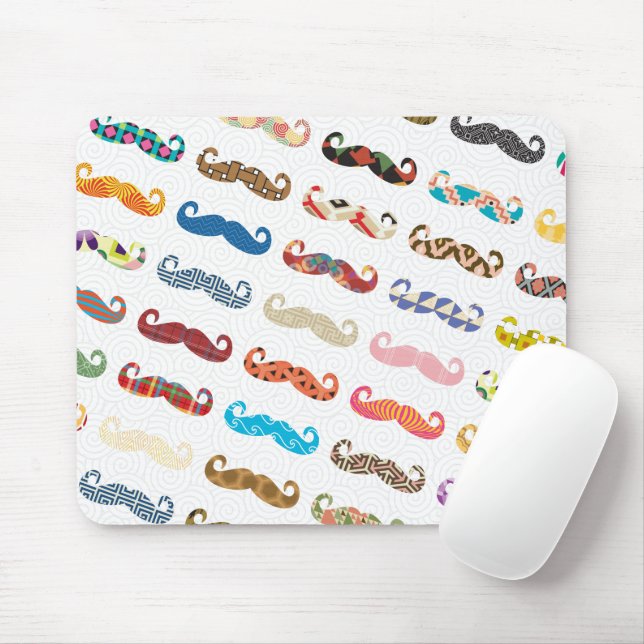 Moustache Pattern Mouse Mat (With Mouse)