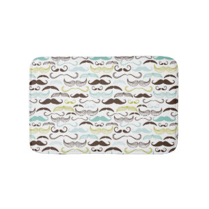 Moustache pattern, retro style 2 bath mat