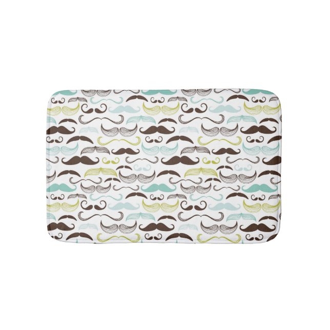 Moustache pattern, retro style 2 bath mat (Front)