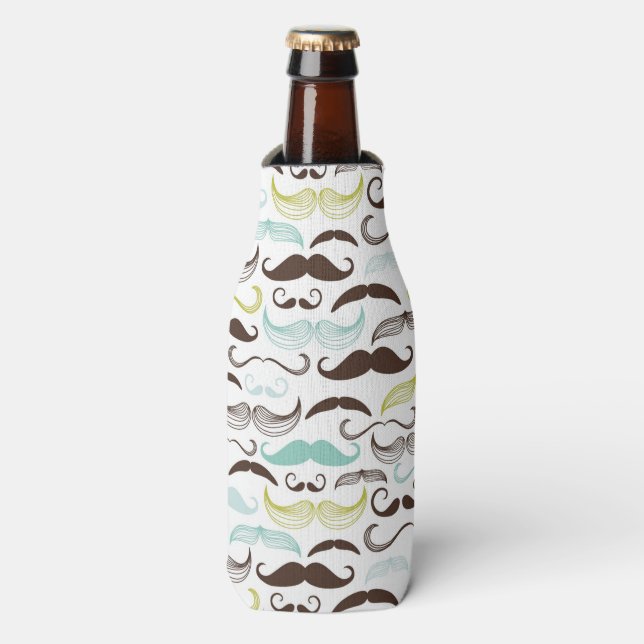 Moustache pattern, retro style 2 bottle cooler (Bottle Front)