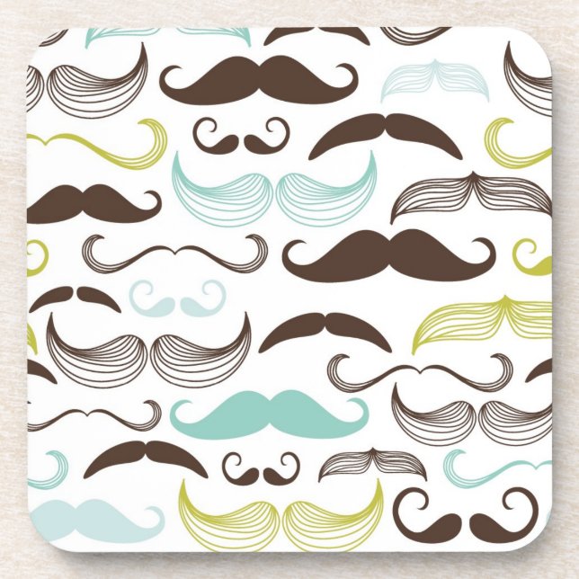 Moustache pattern, retro style 2 coaster (Front)