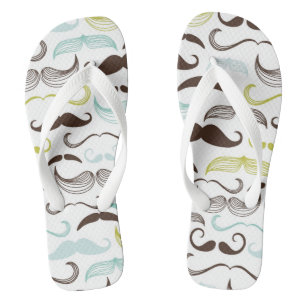 Moustache pattern, retro style 2 flip flops