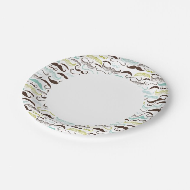 Moustache pattern, retro style 2 paper plate (Angled)