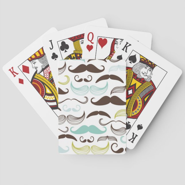 Moustache pattern, retro style 2 playing cards (Back)