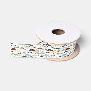 Moustache pattern, retro style 2 satin ribbon