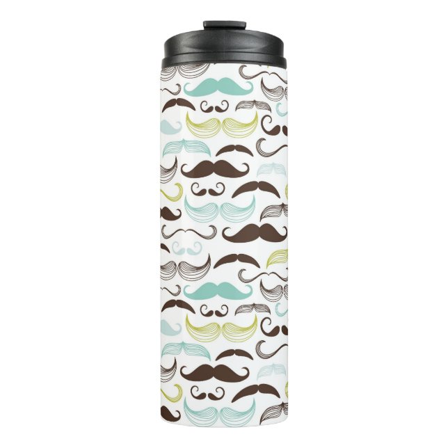Moustache pattern, retro style 2 thermal tumbler (Front)