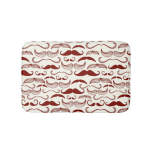 Moustache pattern, retro style 3 bath mat