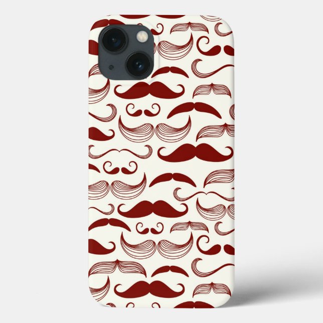 Moustache pattern, retro style 3 Case-Mate iPhone case (Back)