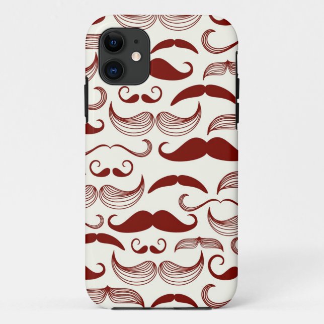 Moustache pattern, retro style 3 Case-Mate iPhone case (Back)