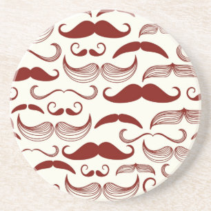 Moustache pattern, retro style 3 coaster