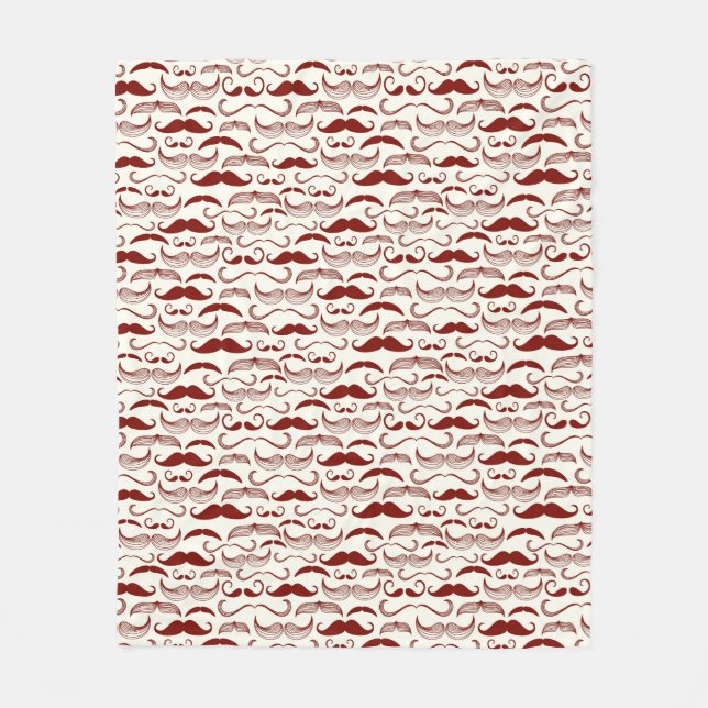 Moustache pattern, retro style 3 fleece blanket (Front)