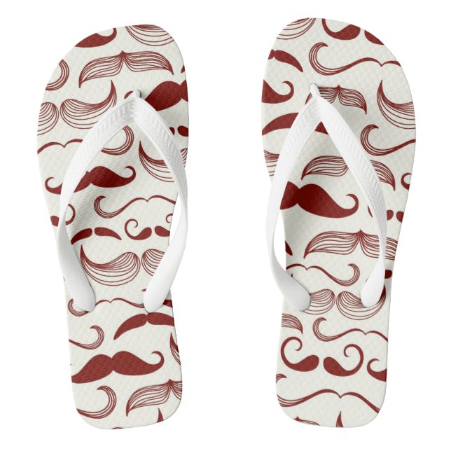 Moustache pattern, retro style 3 flip flops (Footbed)