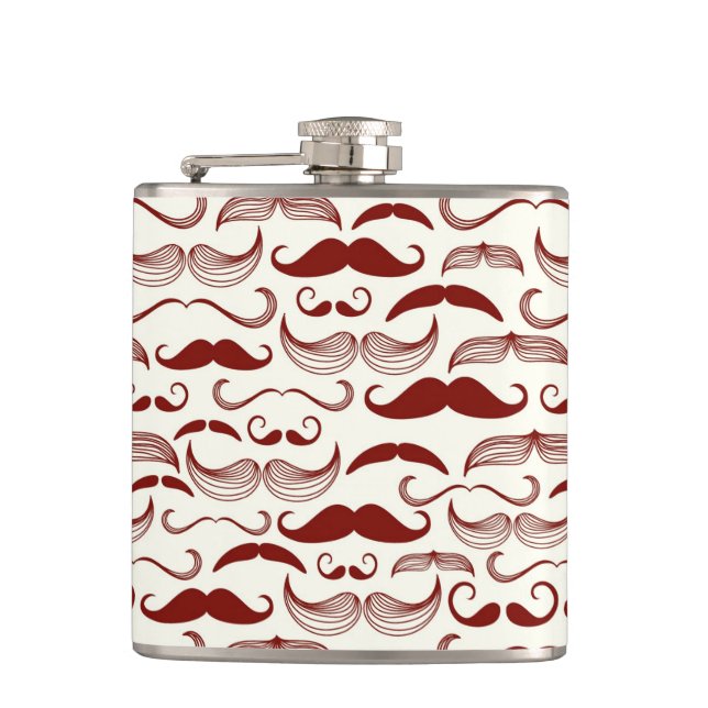 Moustache pattern, retro style 3 hip flask (Front)