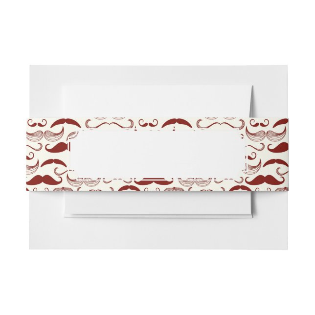 Moustache pattern, retro style 3 invitation belly band (Front Example)