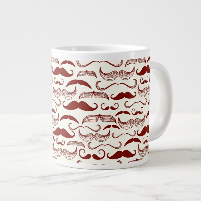 Moustache pattern, retro style 3 large coffee mug (Front Right)