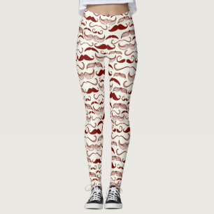 Moustache pattern, retro style 3 leggings