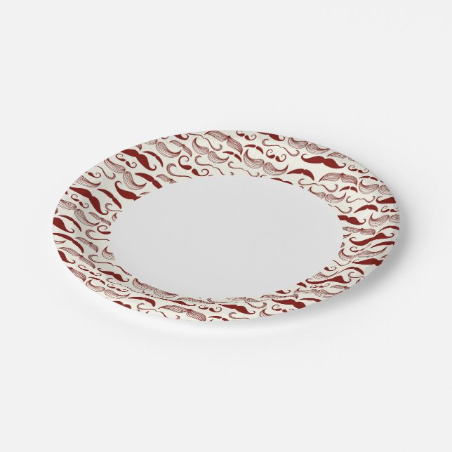 Moustache pattern, retro style 3 paper plate (Angled)