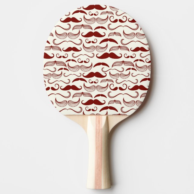 Moustache pattern, retro style 3 ping pong paddle (Front)