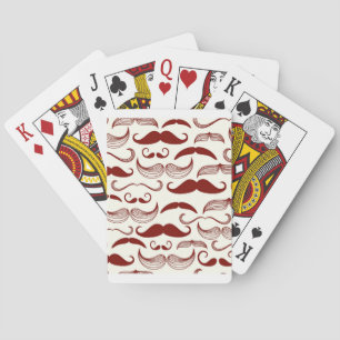 Moustache pattern, retro style 3 playing cards