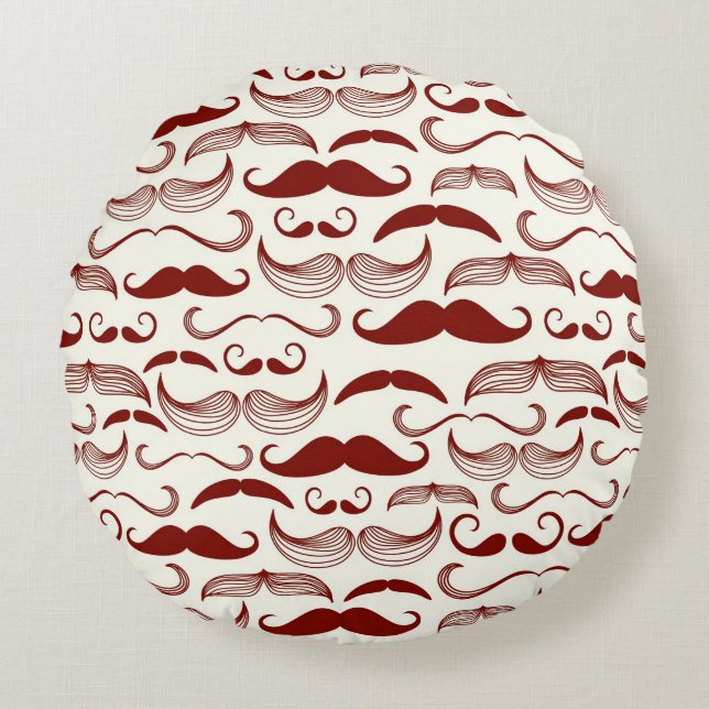 Moustache pattern, retro style 3 round cushion (Front)
