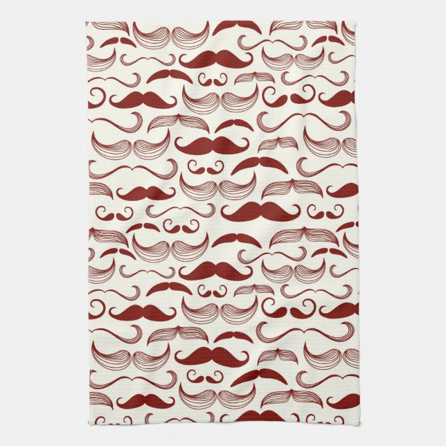 Moustache pattern, retro style 3 tea towel (Vertical)