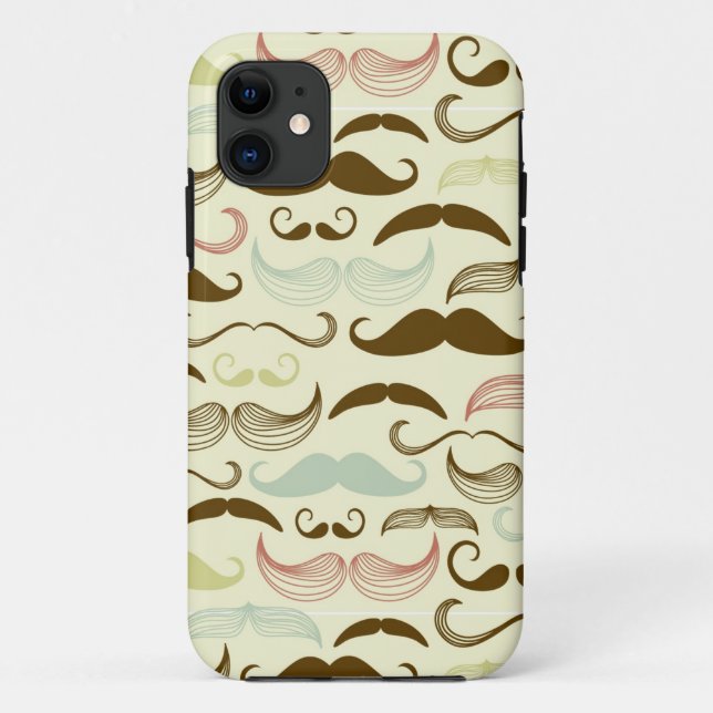 Moustache pattern, retro style 4 Case-Mate iPhone case (Back)