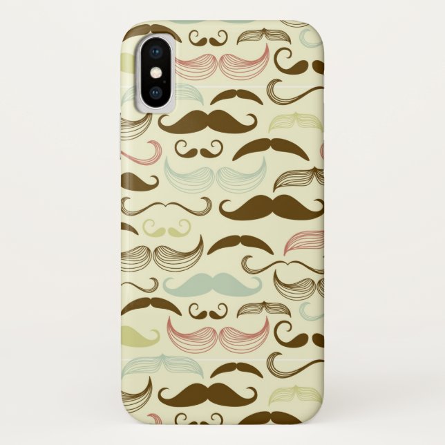 Moustache pattern, retro style 4 Case-Mate iPhone case (Back)