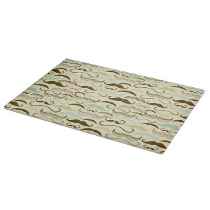 Moustache pattern, retro style 4 cutting board