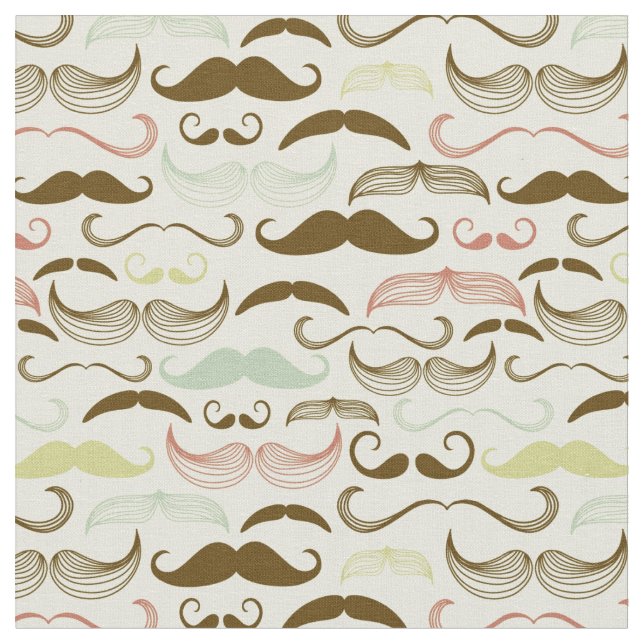Moustache pattern, retro style 4 fabric (Close Up)