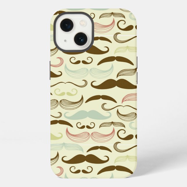 Moustache pattern, retro style 4 iPhone case (Back)