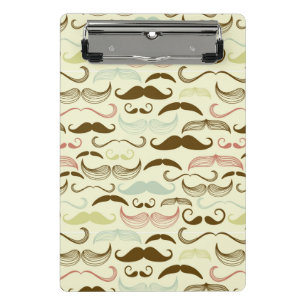 Moustache pattern, retro style 4 mini clipboard