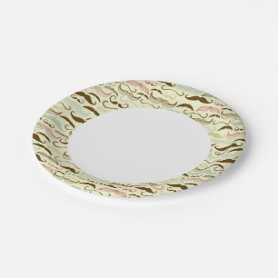Moustache pattern, retro style 4 paper plate