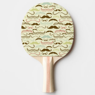 Moustache pattern, retro style 4 ping pong paddle