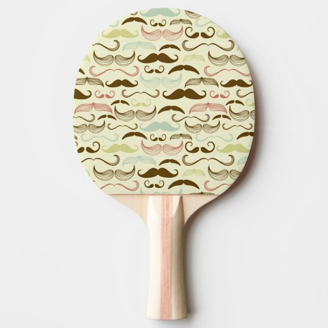 Moustache pattern, retro style 4 ping pong paddle (Front)