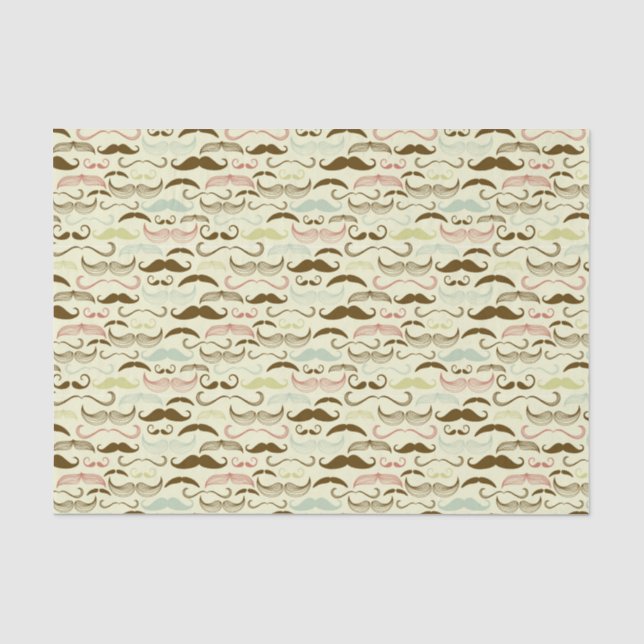 Moustache pattern, retro style 4 tissue paper (Front)